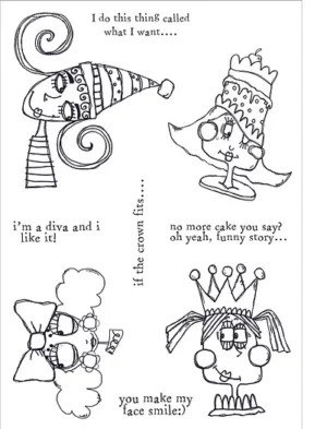 Funky Fossil A5 Stamp - Delightful Divas by Zinski Art - CS087