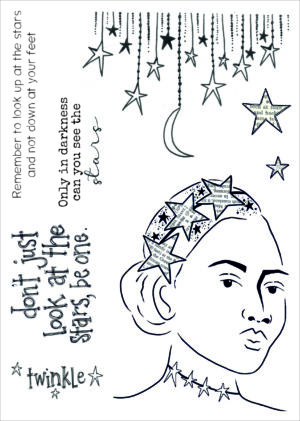 Funky Fossil A5 Stamp - Stargazer by Art Journal Love - CS0257