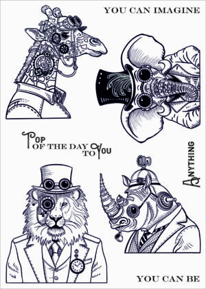 Funky Fossil A5 Stamp: Steampunk Safari - CS240302