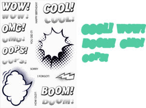 Funky Fossil COMIC BOOK WORDS - A5 Stamp & Die Set - CS240321
