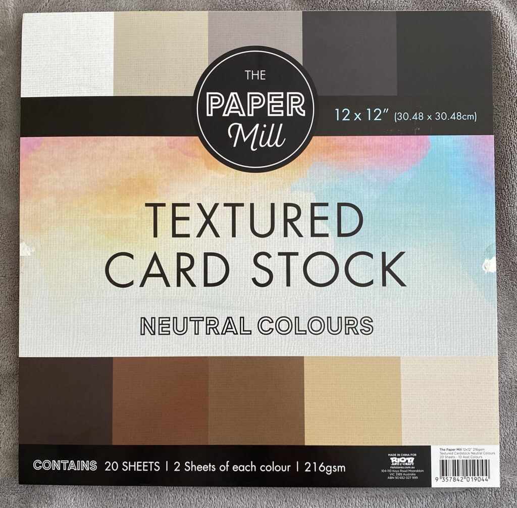 Textured NEUTRAL COLOURS Card Stock Paper pad (20 sheets) - 12