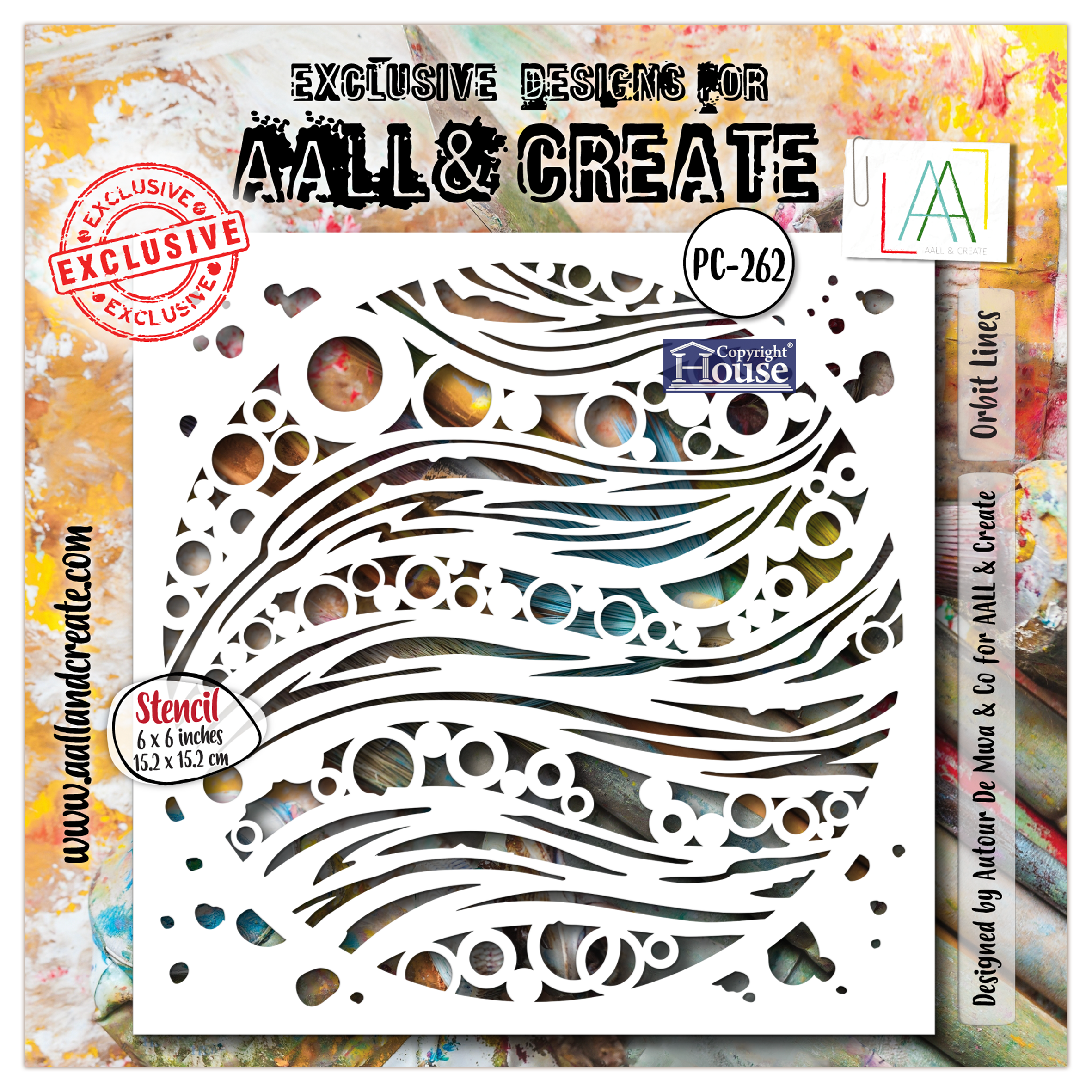 AALL & Create Stencil - 6x6 (inch) - Energy in Orbit Orbit Lines (AALL-PC-262)