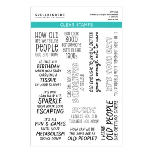 Spellbinders "Aged to Perfection" Clear Stamp Set Birthday Laughs Sentiments (STP-264)