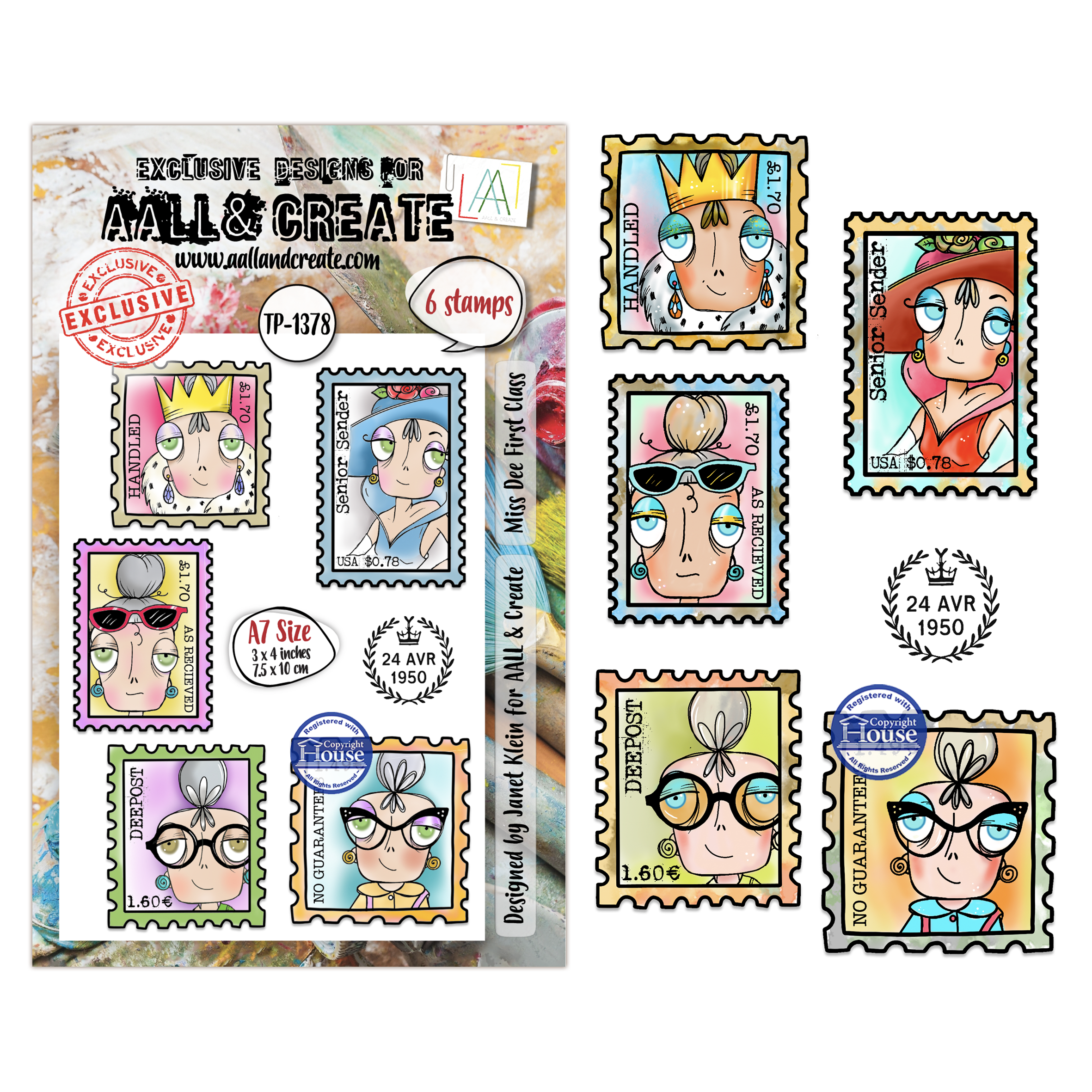 AALL & Create Stamp Sets - A7 - POST & INK Miss Dee First Class (AALL-TP-1378)
