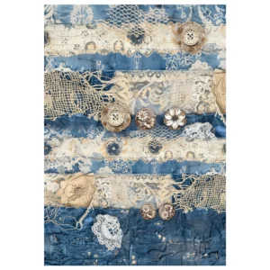 Ciao Bella URBAN BLUE DENIM A4 Rice paper sheet "Design B" - MF002b