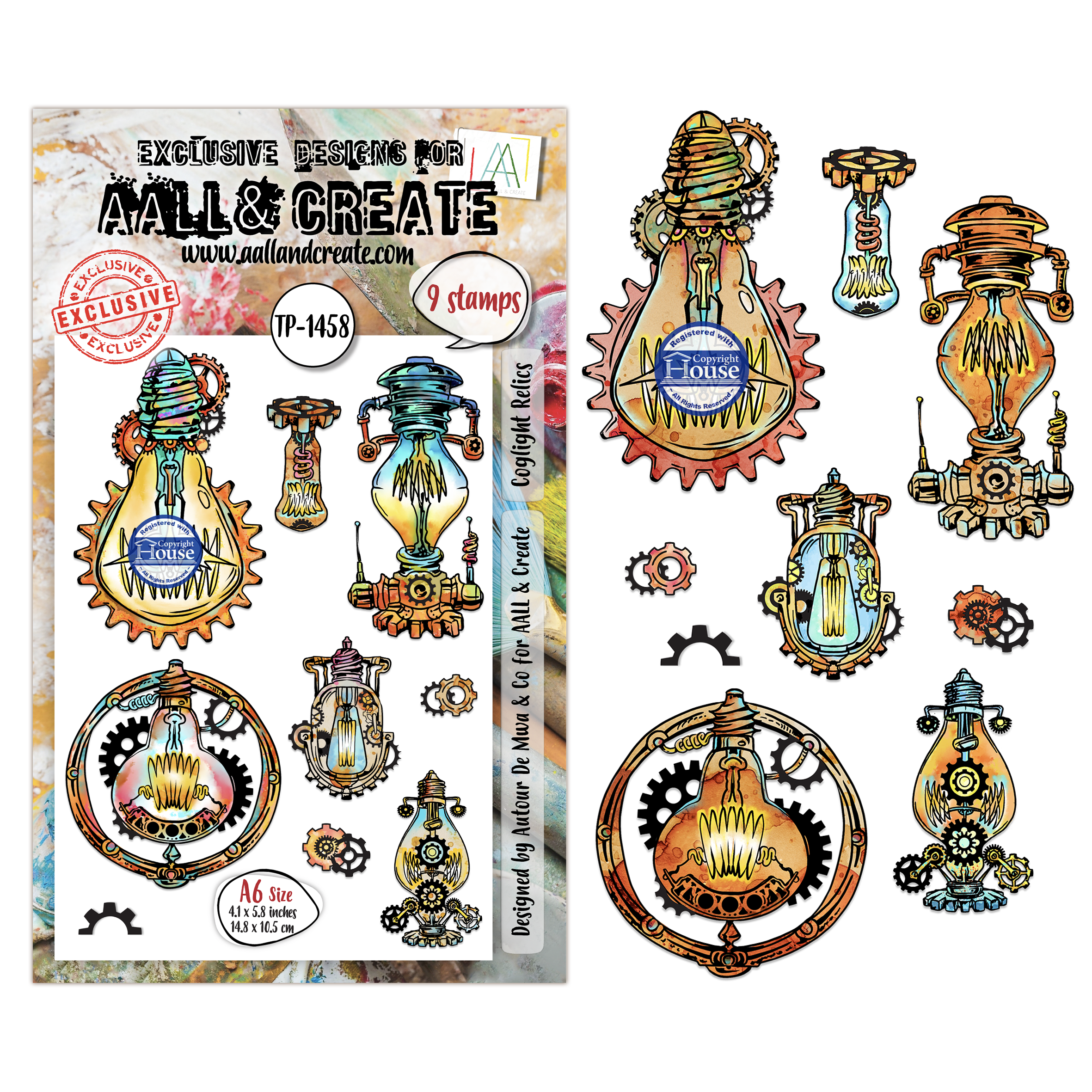 AALL & Create Stamp Sets - A6 - Gearlight Core Coglight Relics (AALL-TP-1458)