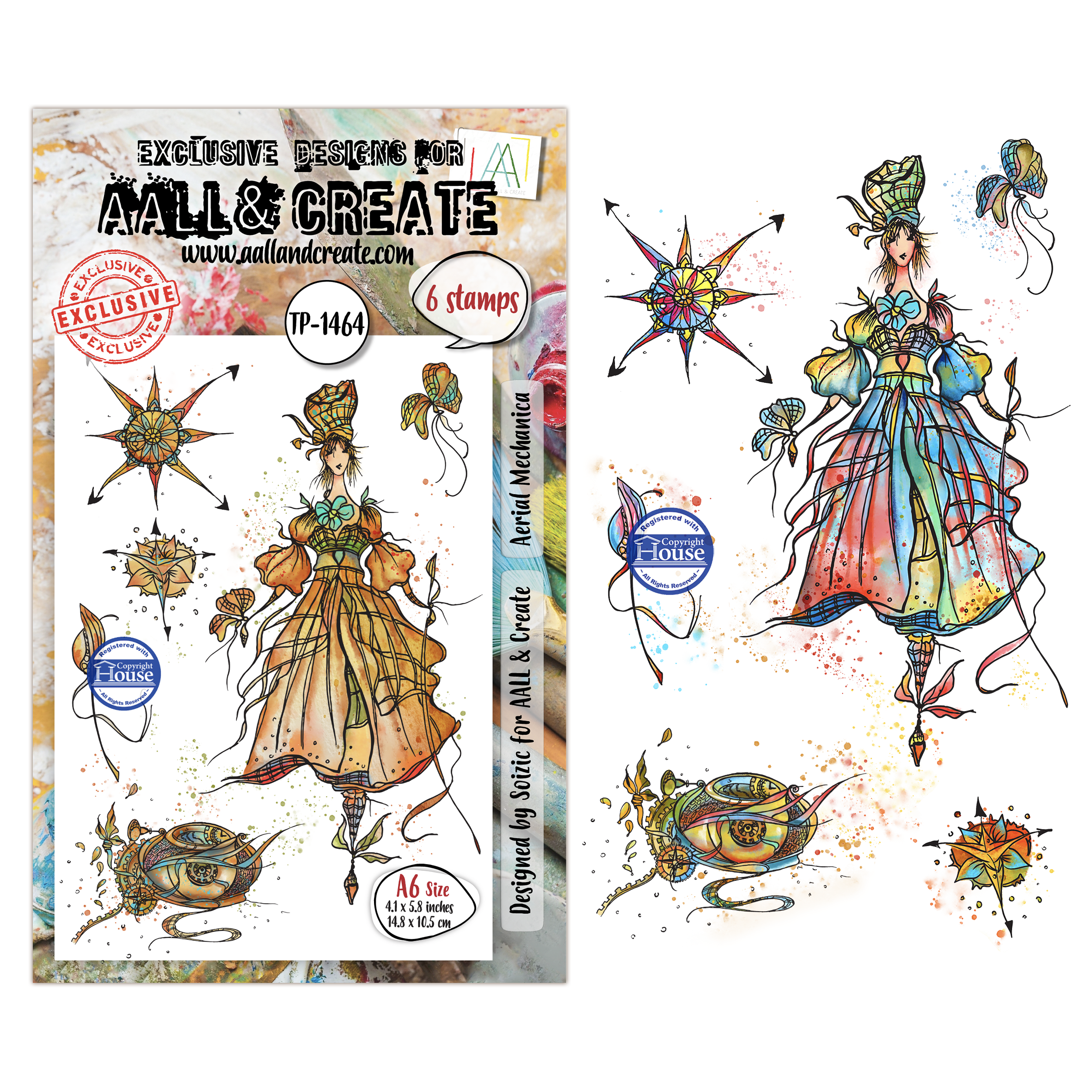 AALL & Create Stamp Sets - A6 - Aether Dragonfly Aerial Mechanica (AALL-TP-1464)
