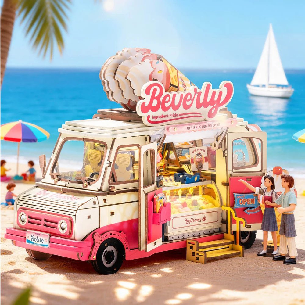 Robotime Rolife Beverly's Ice Cream Truck 3D Wooden Puzzle (290 Pieces) - Image 3