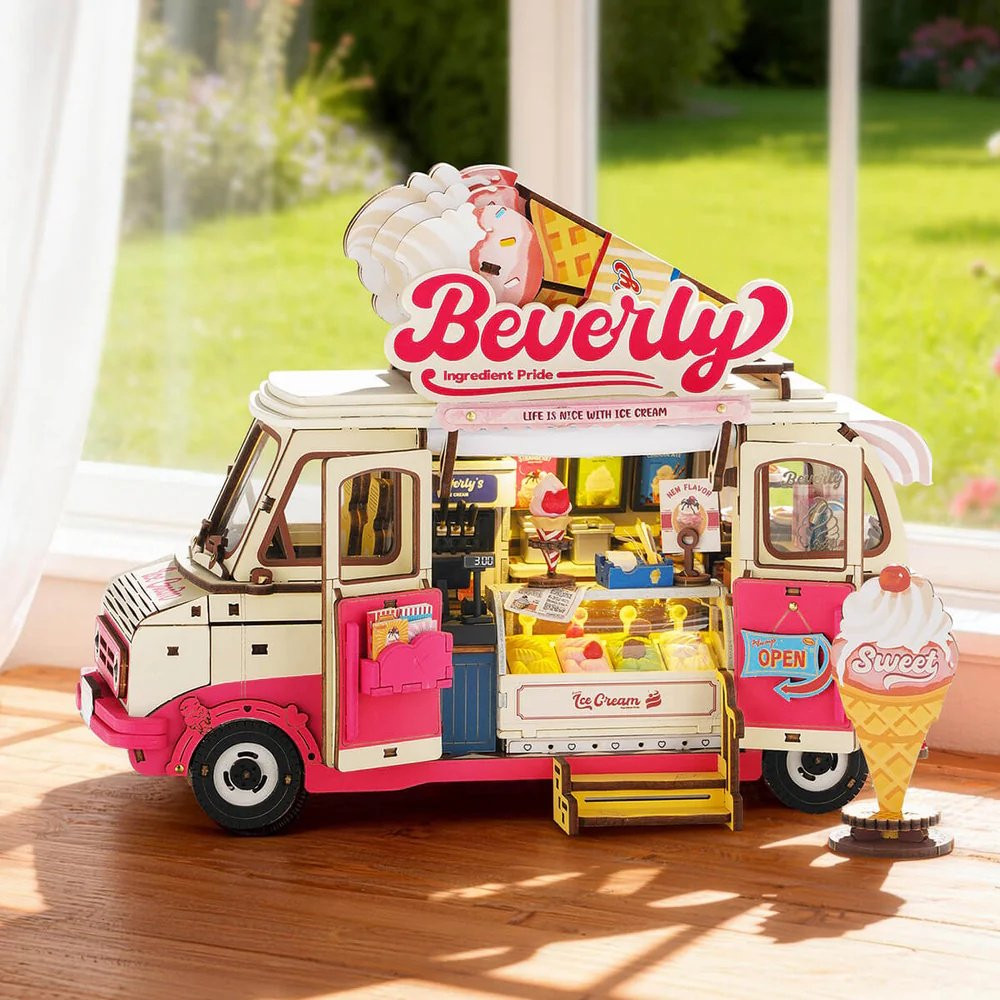 Robotime Rolife Beverly's Ice Cream Truck 3D Wooden Puzzle (290 Pieces) - Image 4