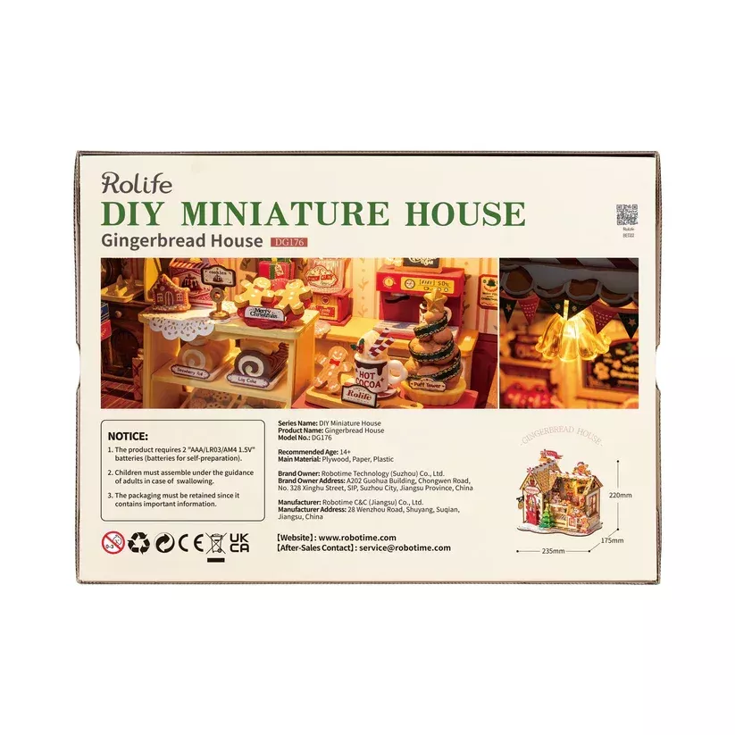 Robotime Wooden 3D DIY Miniature House - Gingerbread House 250pcs (DG176) - Image 2