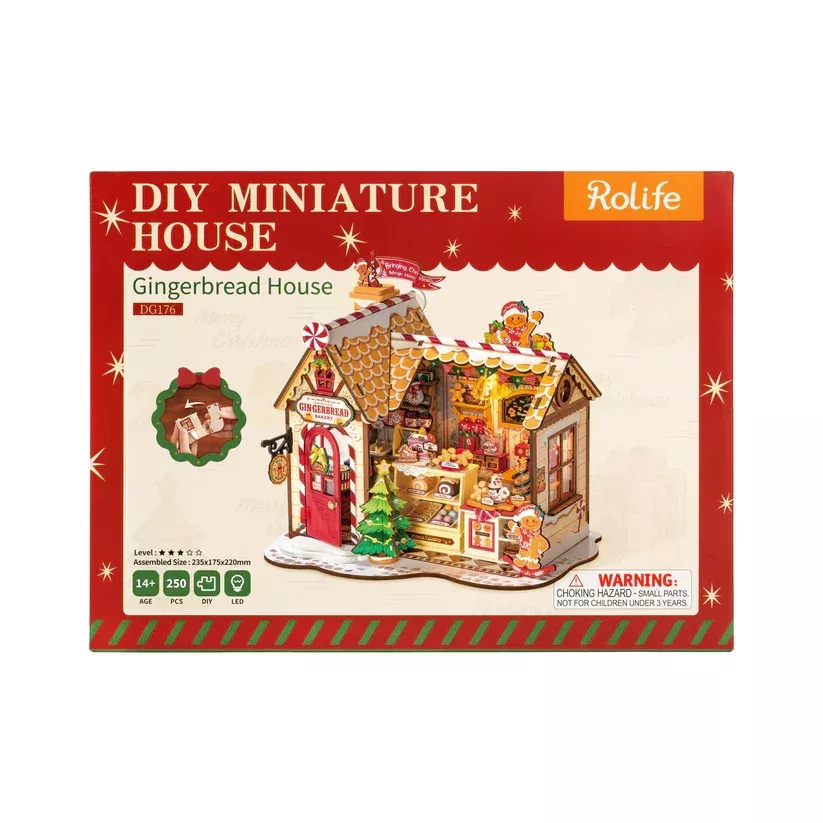 Robotime Wooden 3D DIY Miniature House - Gingerbread House 250pcs (DG176) - Image 4