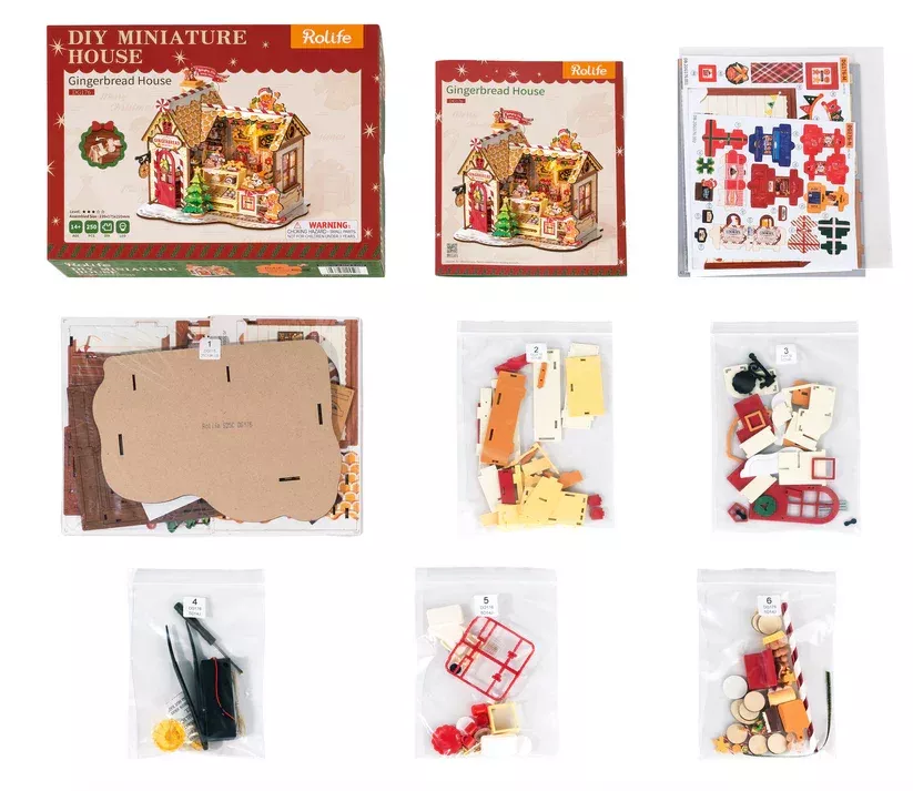 Robotime Wooden 3D DIY Miniature House - Gingerbread House 250pcs (DG176) - Image 6